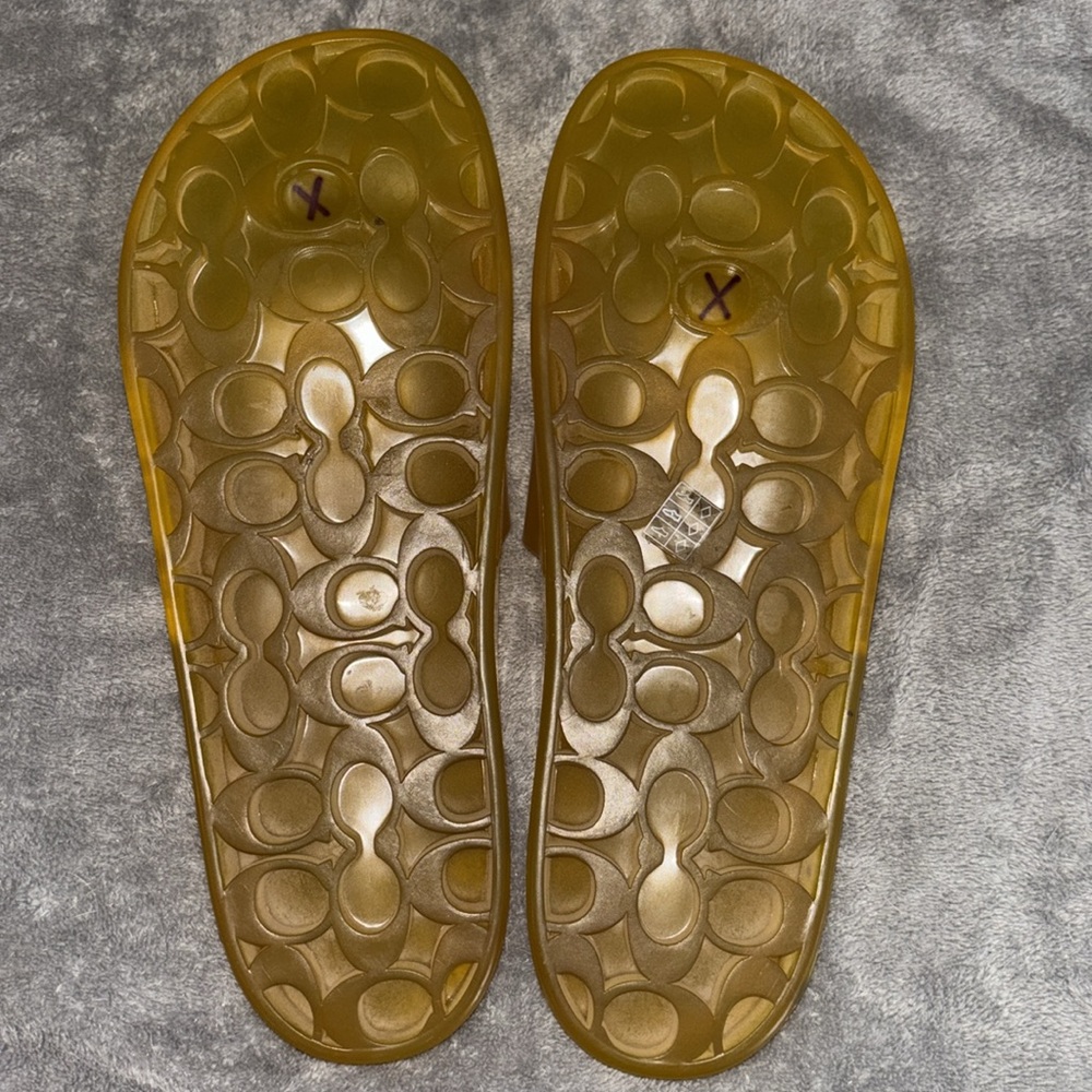 Coach Women's Amber Gold Slide Sandals - Picture 6 of 6